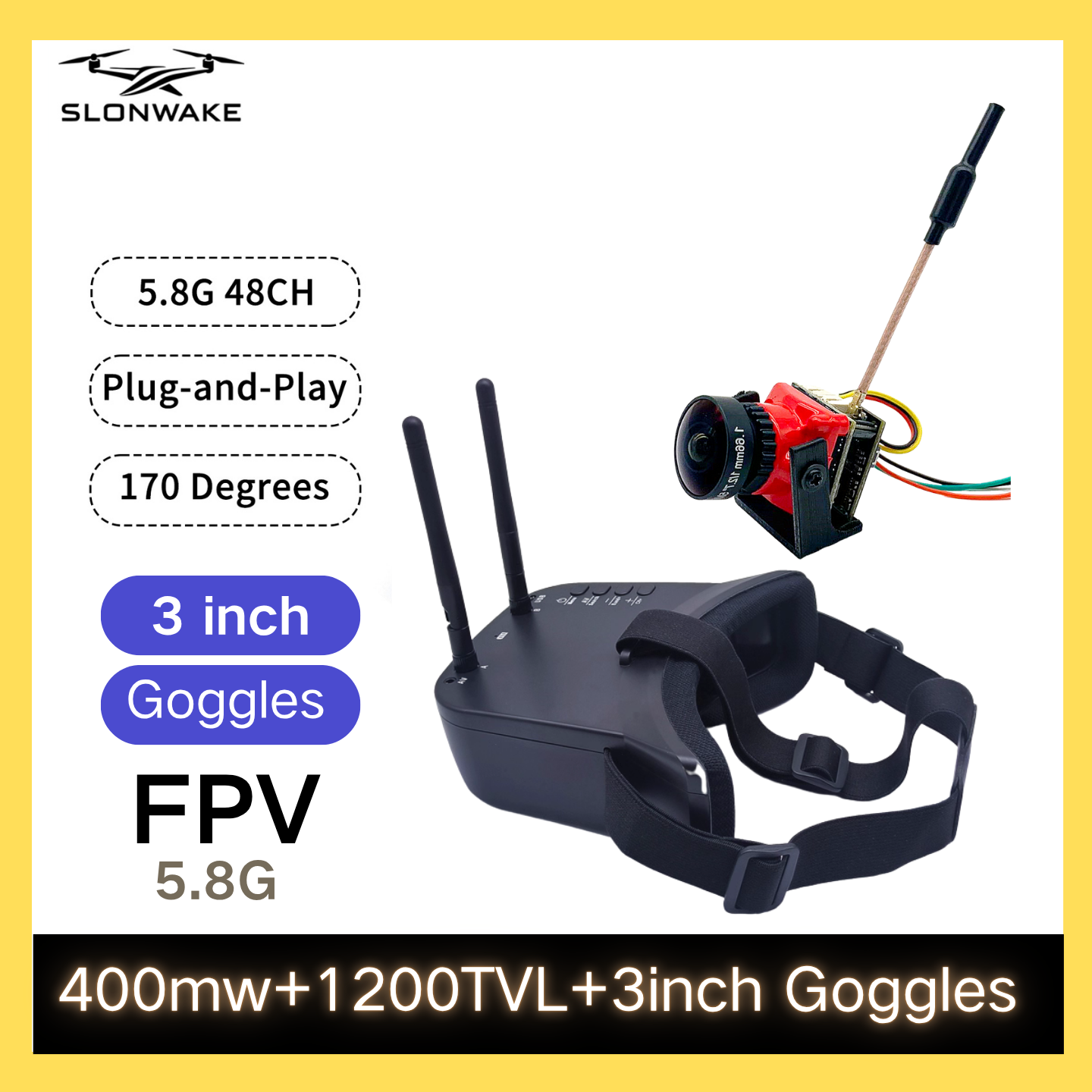 Drone Rc Camera - SLONWAKE 5.8G 48CH FPV 400mw VTX