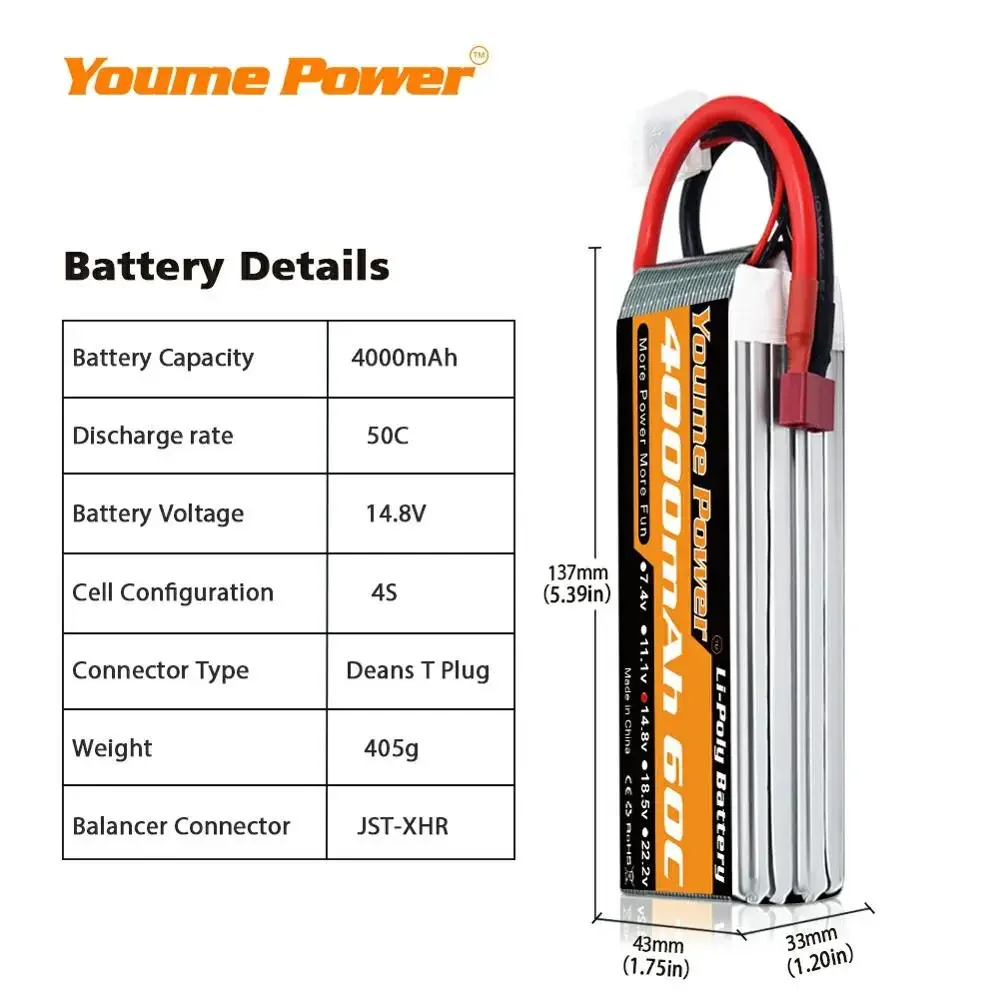 4S 14.8V Lipo Battery 3300mah  - Drone Rc Boat reseña y precio