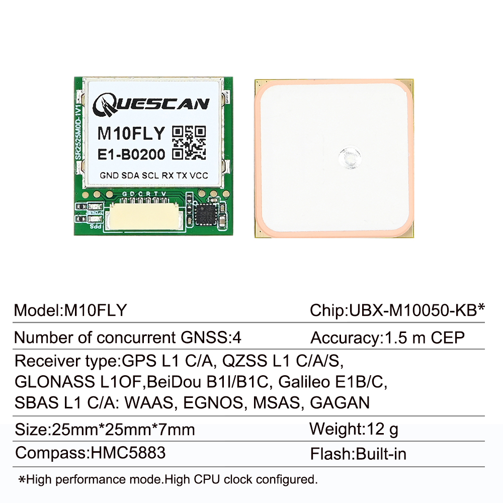 Quescan 25mm*25mm M10FLY 10Hz  - Gps Module Drone reseña y precio