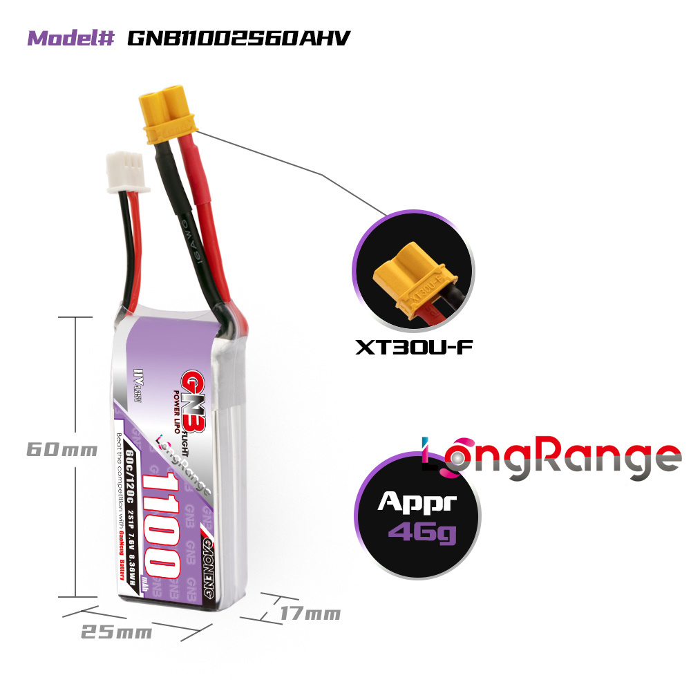 GNB 1100mAh 2S 3S 4S 6S 60C/12 - Drone Lipo Battery reseña y precio