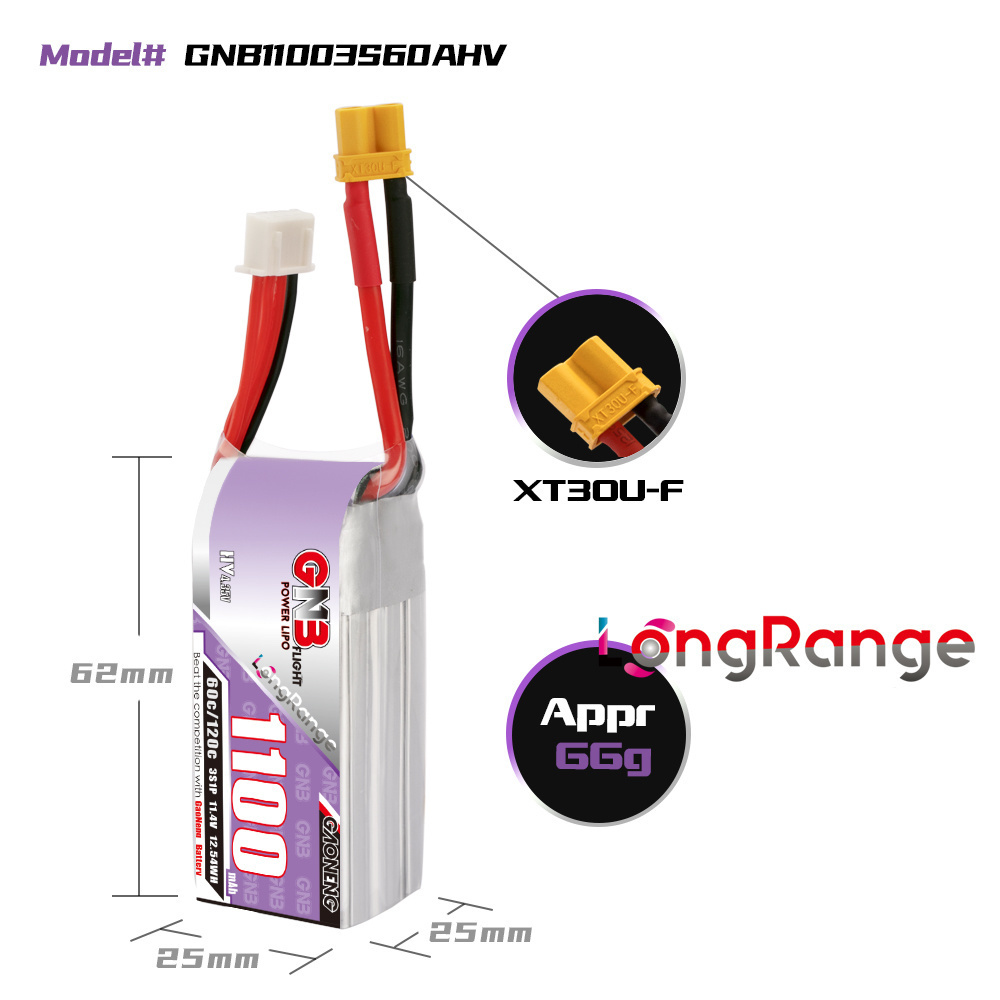 GNB 1100mAh 2S 3S 4S 6S 60C/12 - Drone Lipo Battery reseña y precio
