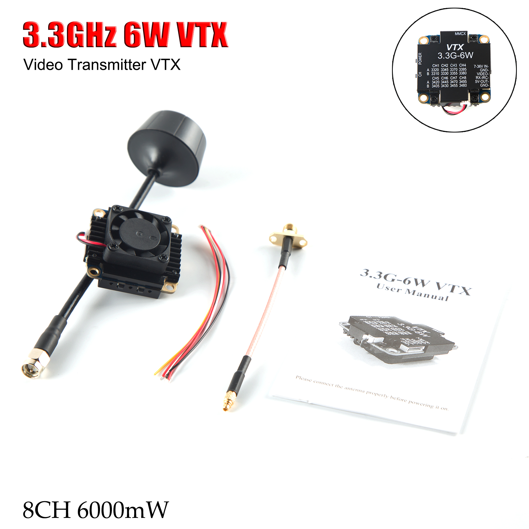 FPV Video Transmitter 3.3G 6W  - Drone Rc Controller reseña y precio
