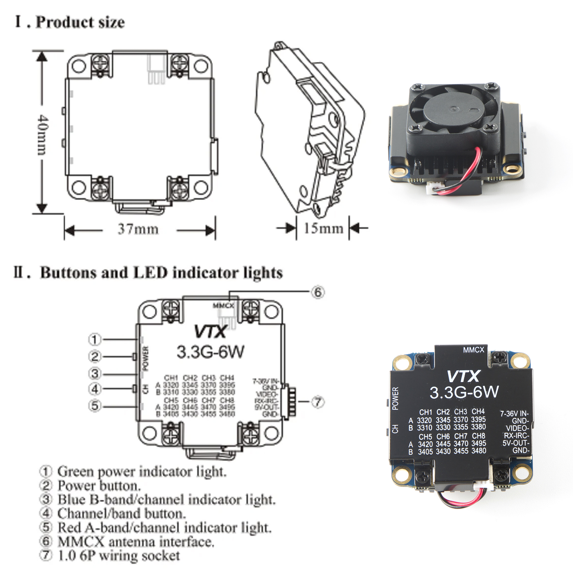 FPV Video Transmitter 3.3G 6W  - Drone Rc Controller reseña y precio